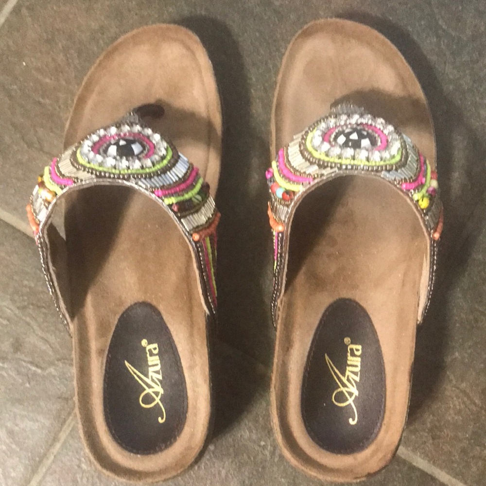 Azure beaded sandals